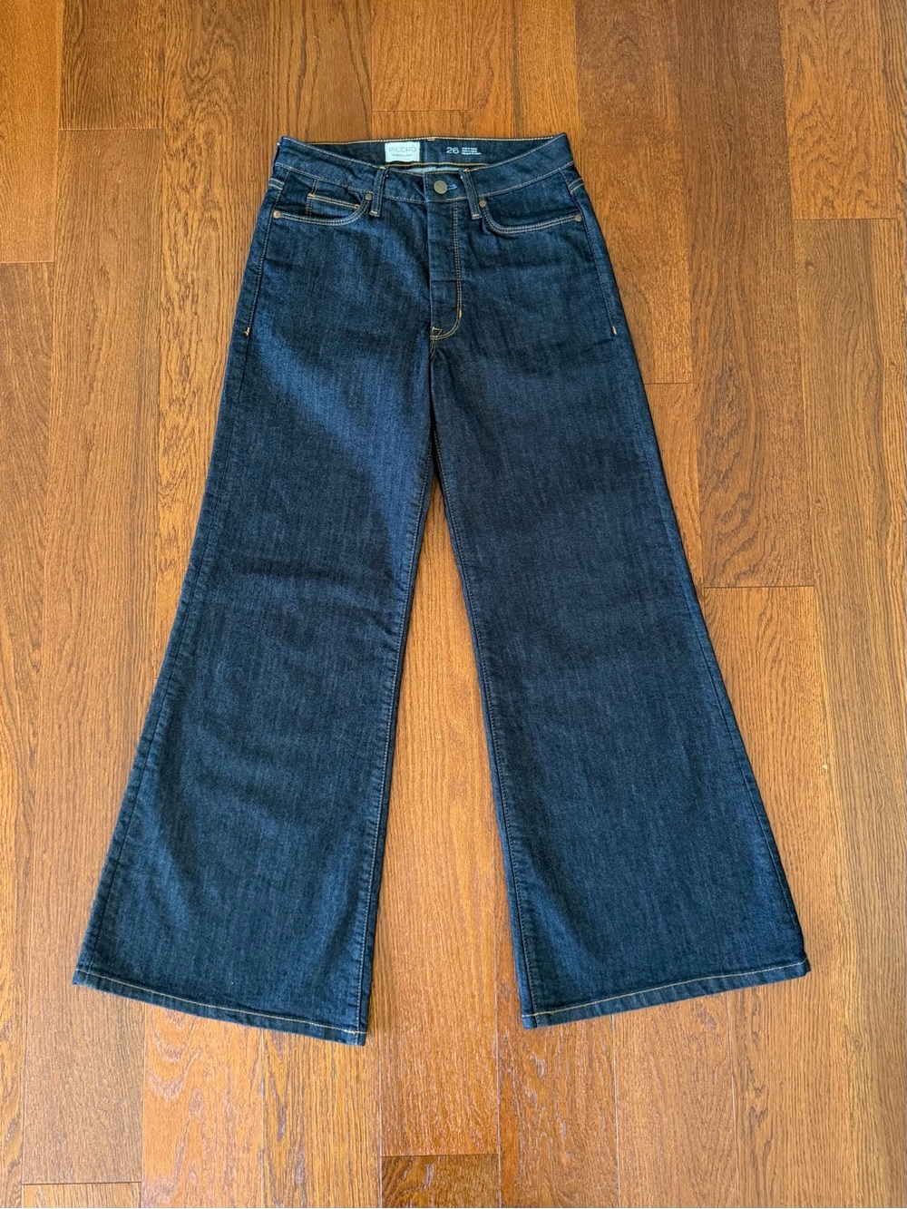 Pilcro Wide Leg Jeans Mid Rise Dark Wash Flare size 26